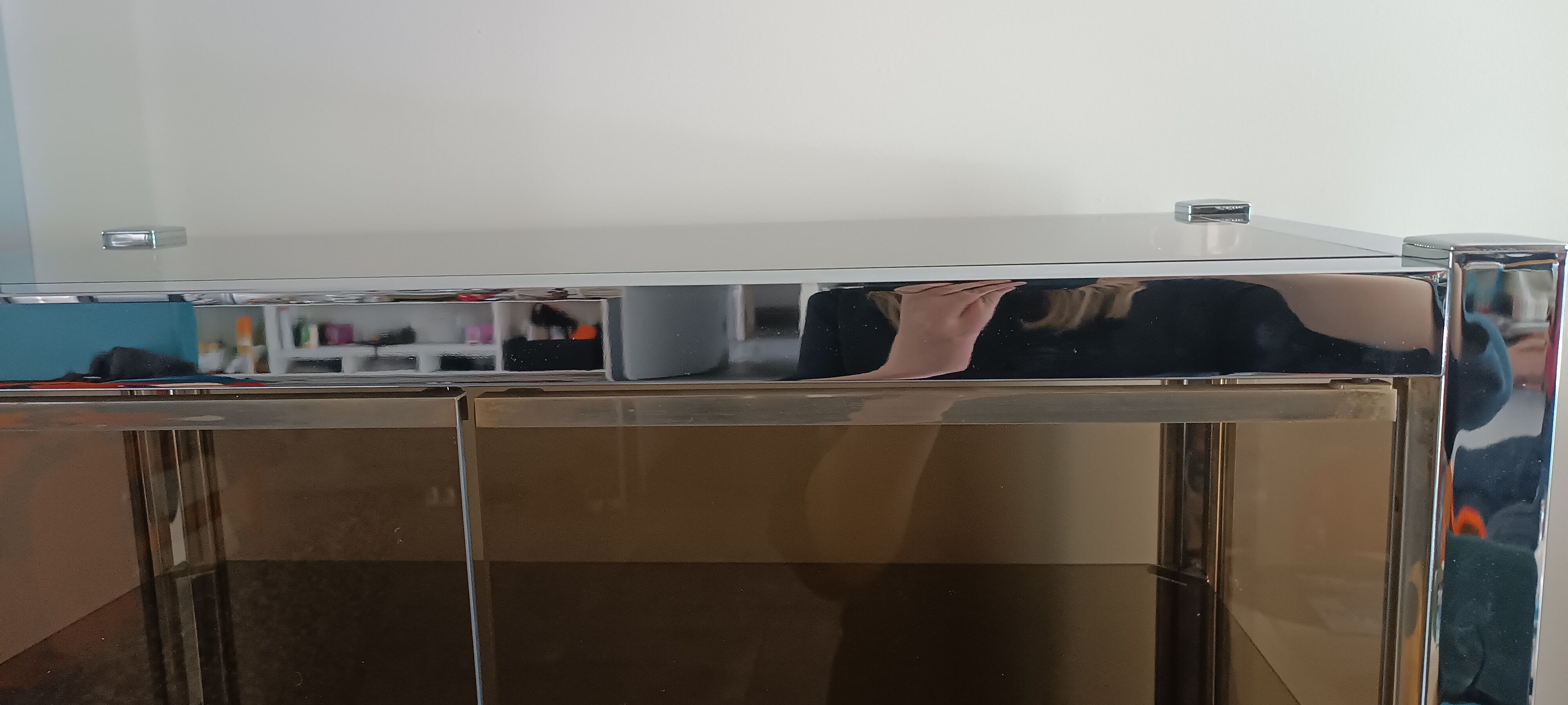 Vintage showcase in brass and chrome Renato Zevi