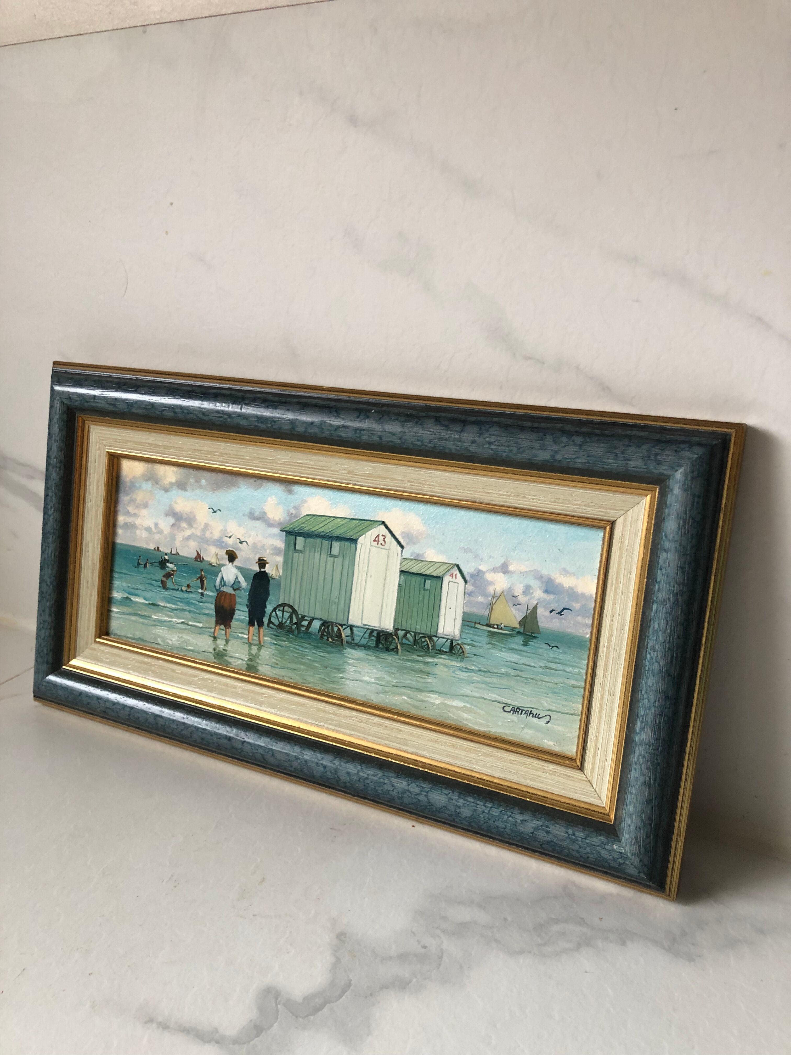 Oil on cardboard from Cartahu Bathing cabins