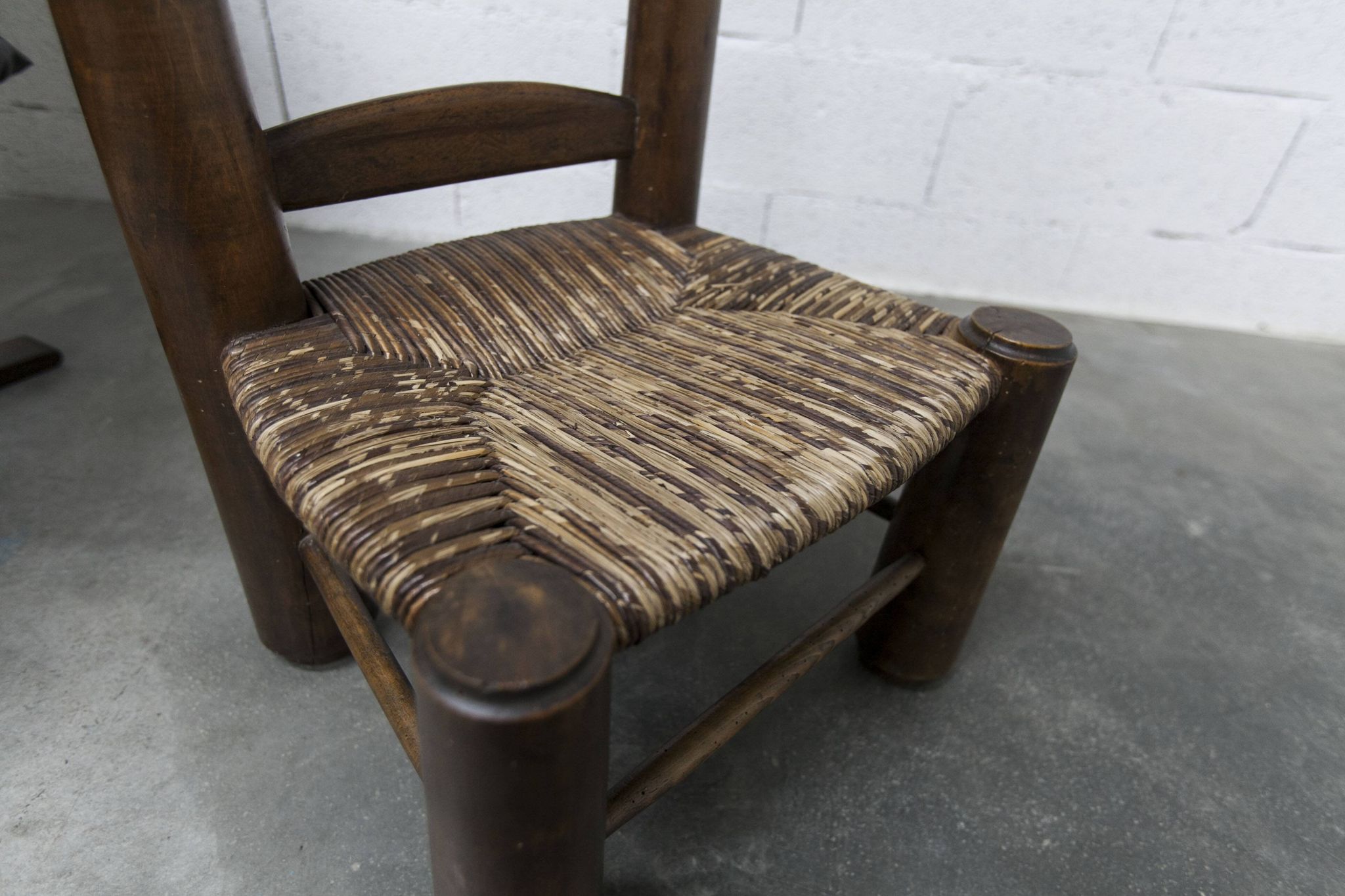 Chaise enfant 1960 chêne et osier