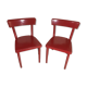 Paire de chaise ancienne Baumann bois rouge assise enfants vintage