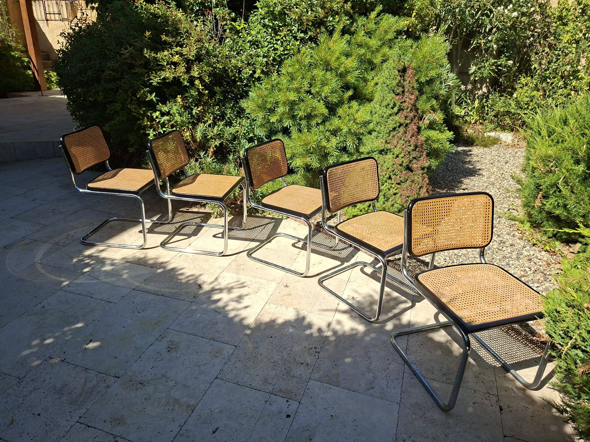 Set of 6 black Marcel Bauer B32 style chairs