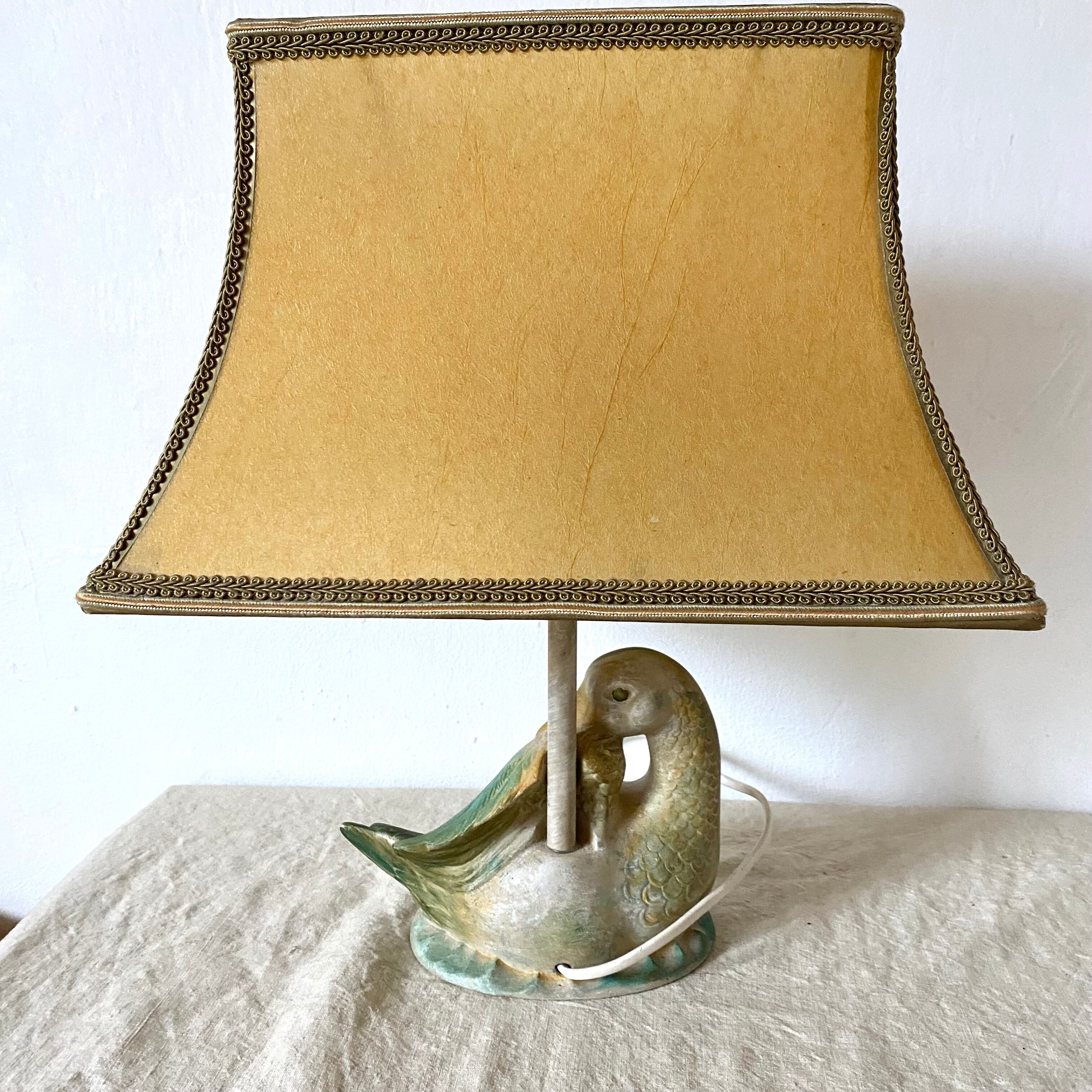 Vintage ceramic duck lamp