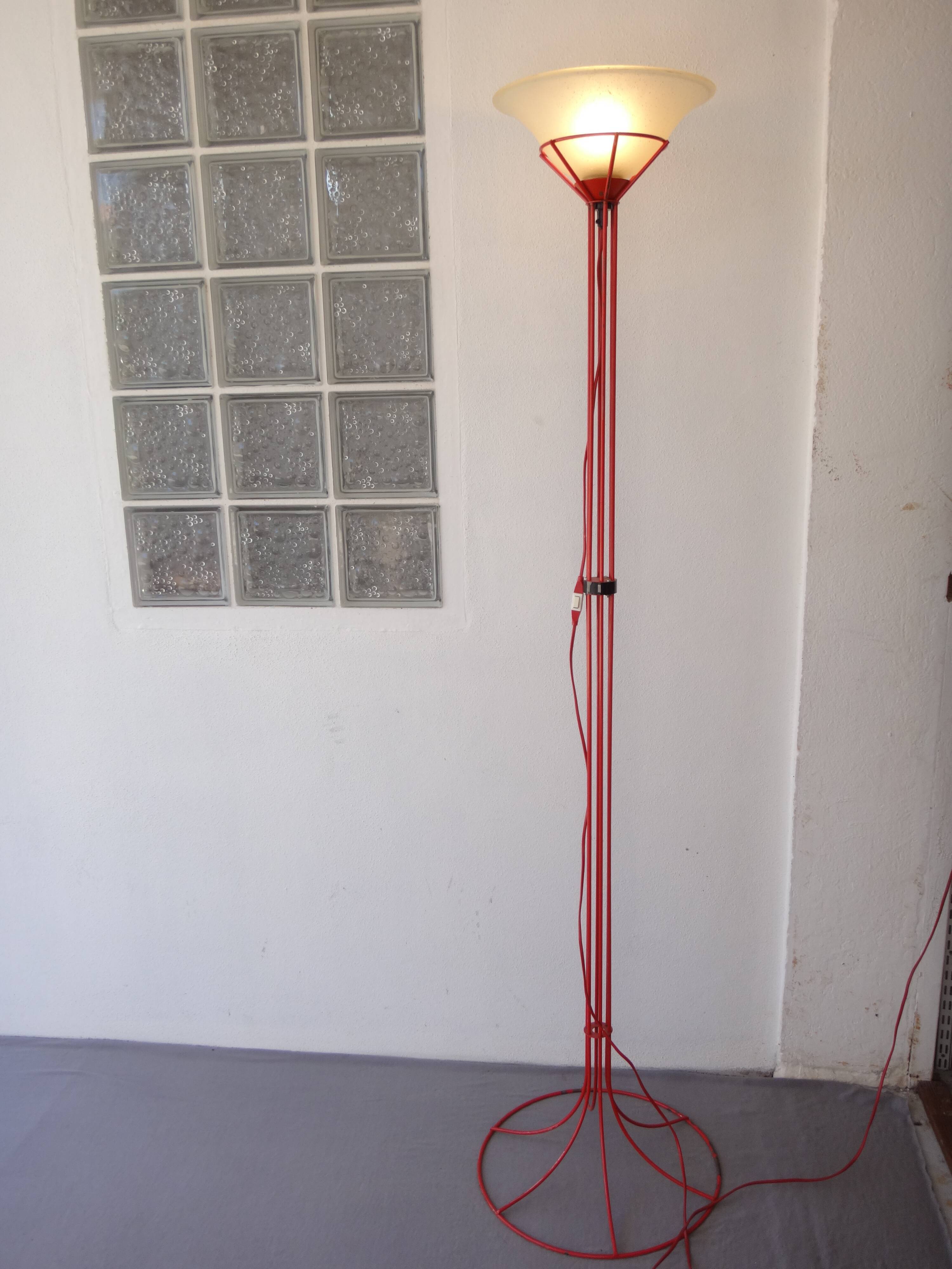 Design lamp italy 180cm red tubular Red floor Lamp designer light italy 1970