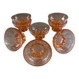 8 vintage pink molded glass bowls from the 40s and 50s