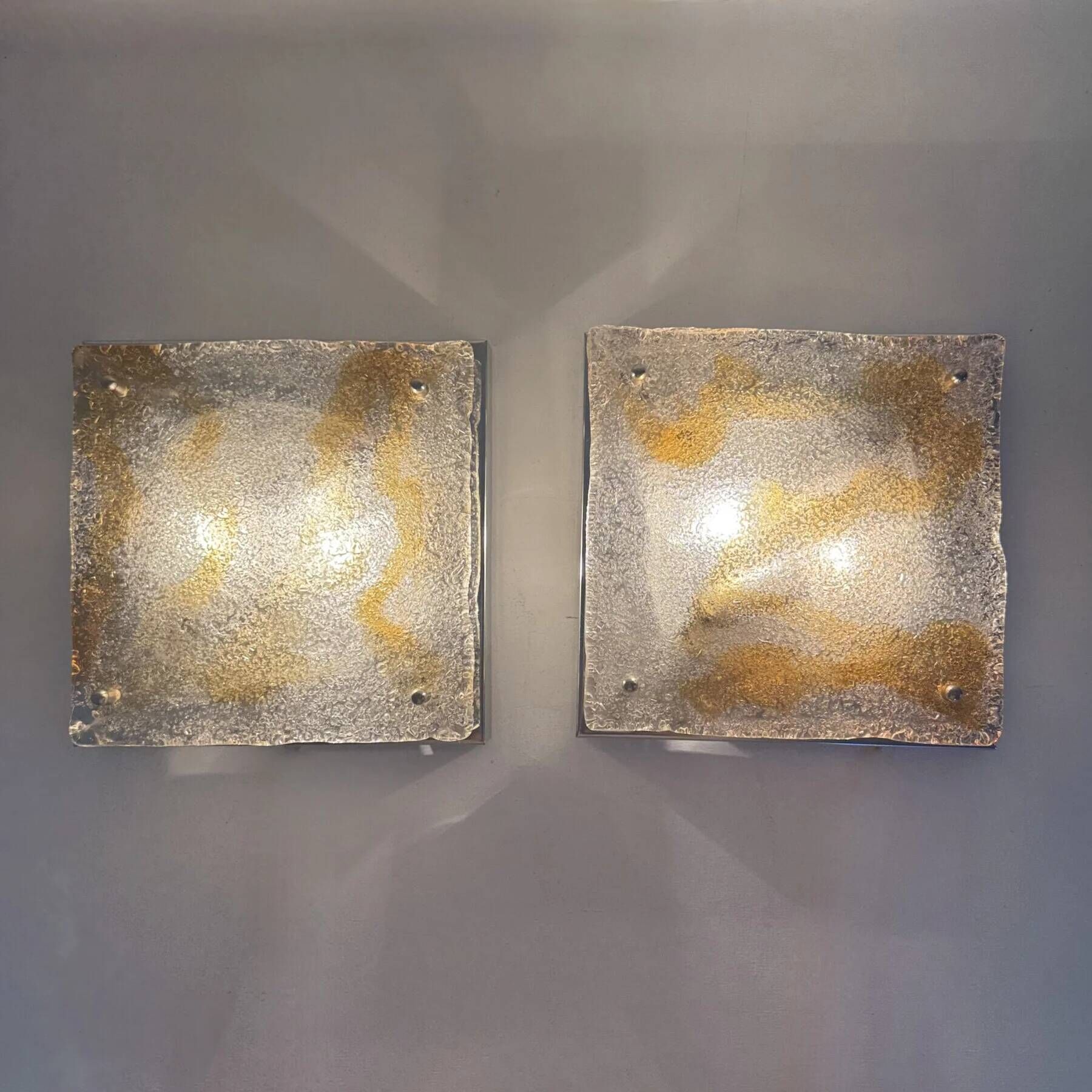 Vintage Murano glass abstract wall sconces from Mazzega, Italy, 1960, set of 2