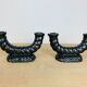 Pair of black Longchamp ceramic candle holders 50s