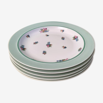 Porcelain service from the Vignaud de Limoges factory composed of 1 dish and 5 dinner plates