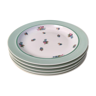 Service en porcelaine de la manufacture Vignaud de Limoges composé d’1 plat et de 5 assiettes plates