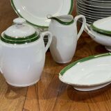 1960s Limoges porcelain dinner service, green and gold - 42 pieces