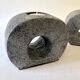 Pair of terracotta candle holders with anthracite finish, 1980s.