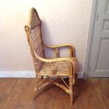 Vintage wicker rattan armchair
