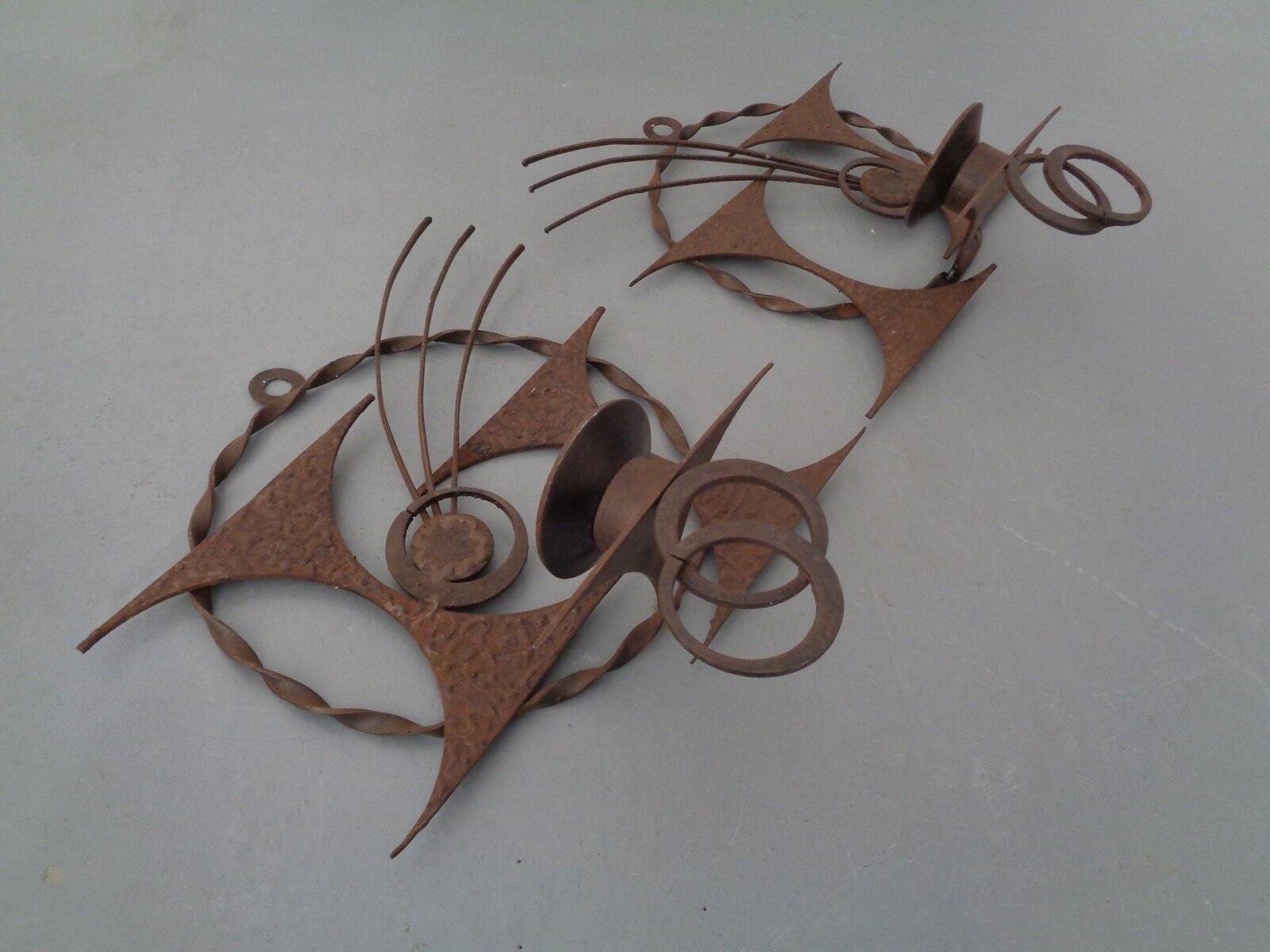 Brutalist Iron Candleholders by Henrik Horst, Denmark, 1960s, Set of 2