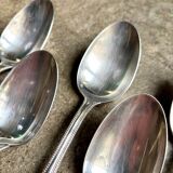 6 Ercuis silver-plated metal soup spoons with pearl decoration