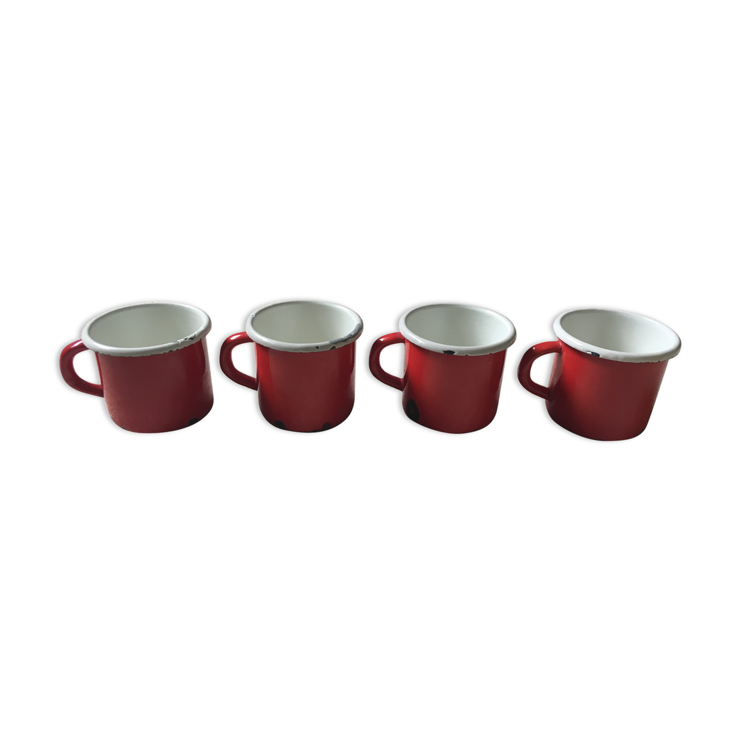 Set of 4 mugs, enamelled steel