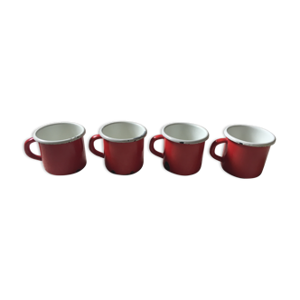 Set of 4 mugs, enamelled steel