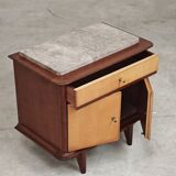 Vintage teak and marble bedside table 1960