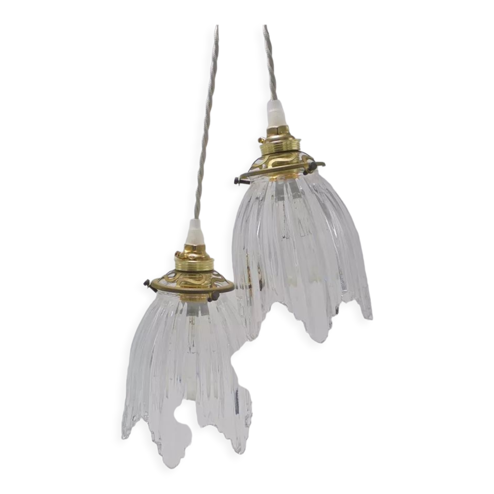 Pair of glass pendant lights