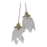 Pair of glass pendant lights