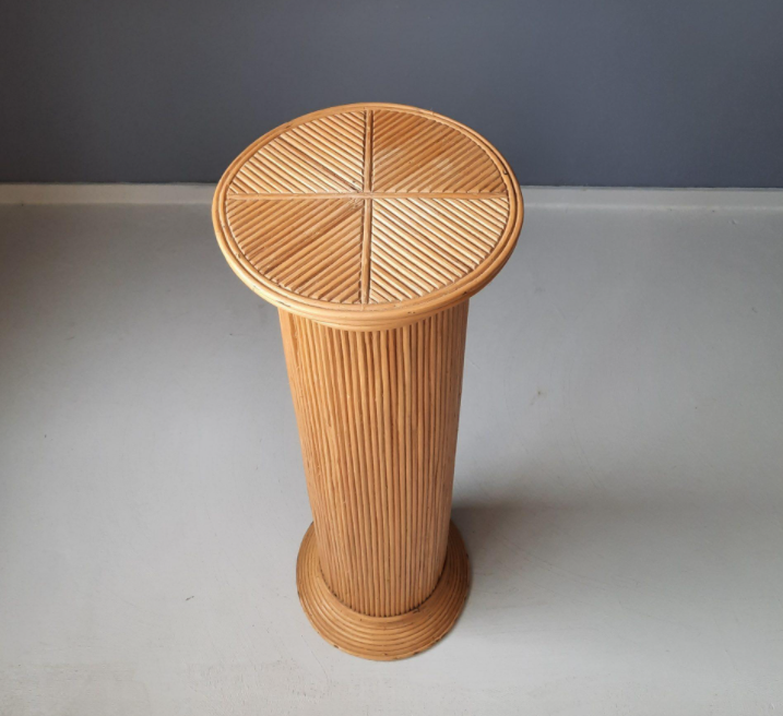 Rattan column stall foot pencil reed 1970s