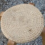 Pair of Scandinavian birch and sea rush stools from the 70s/80s