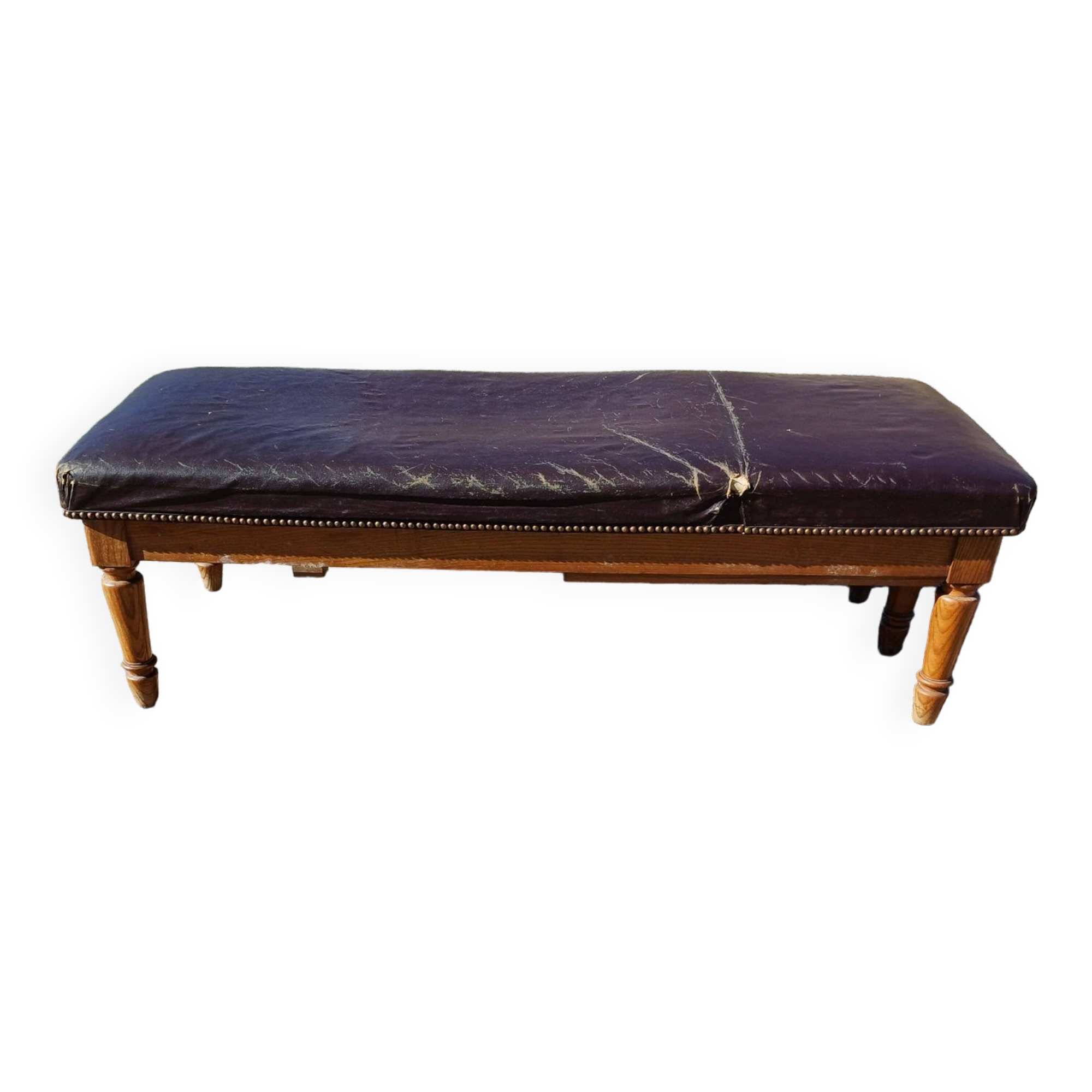 Doctor's bench oak and leather 19th