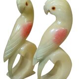 Alabaster Parrot Bookends, 1930s
