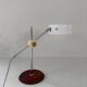 Vintage Midcentury desk lamp in brown leather and chrome Atelje Lyktan, Sweden