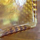 2 yellow glass whiskey carafes