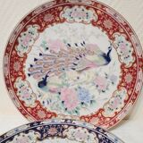Set of 2 decorative plates Japanese peacock decoration with chrysanthemums