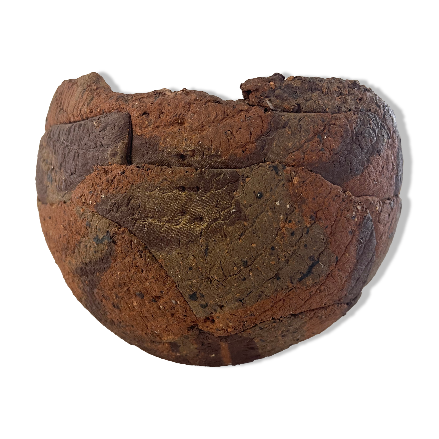 Spherical terracotta two-tone degreasing limestone XXth Africa