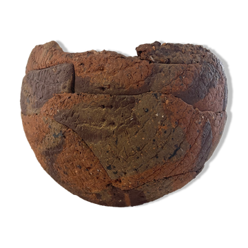 Spherical terracotta two-tone degreasing limestone XXth Africa