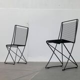 Set of black postmodern Kreuzschwinger chairs by Till Behrens for Schlubach, 1980s.