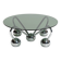 Table basse Sputnik en métal chromé et verre fumé, années 1970, Italie