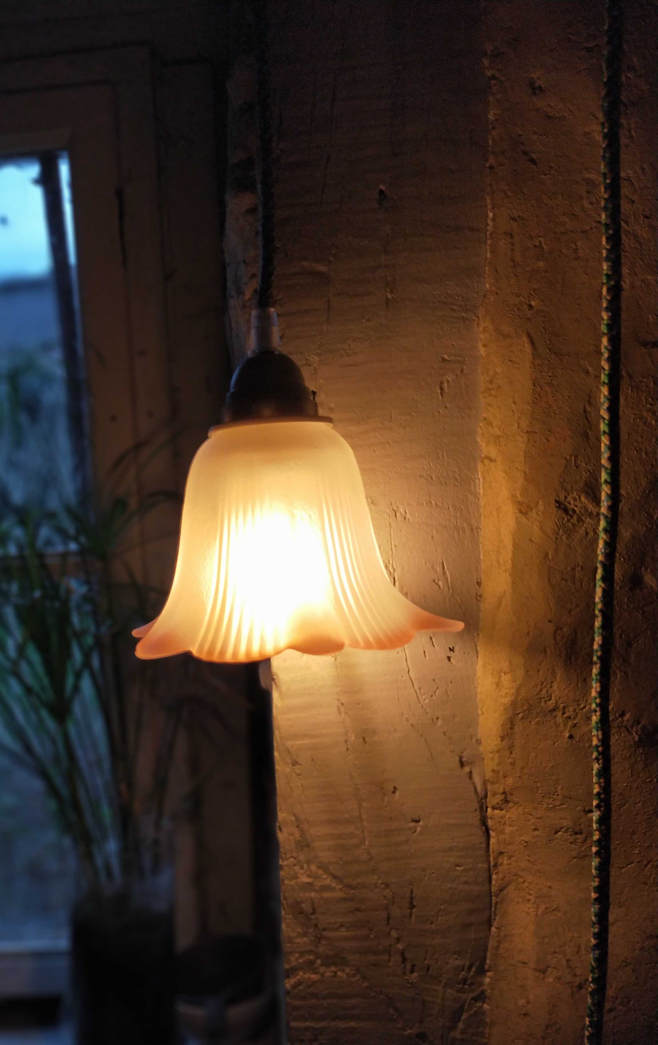 Tulip opaque glass border pink green cable