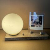 Art Deco marble photo holder lamp