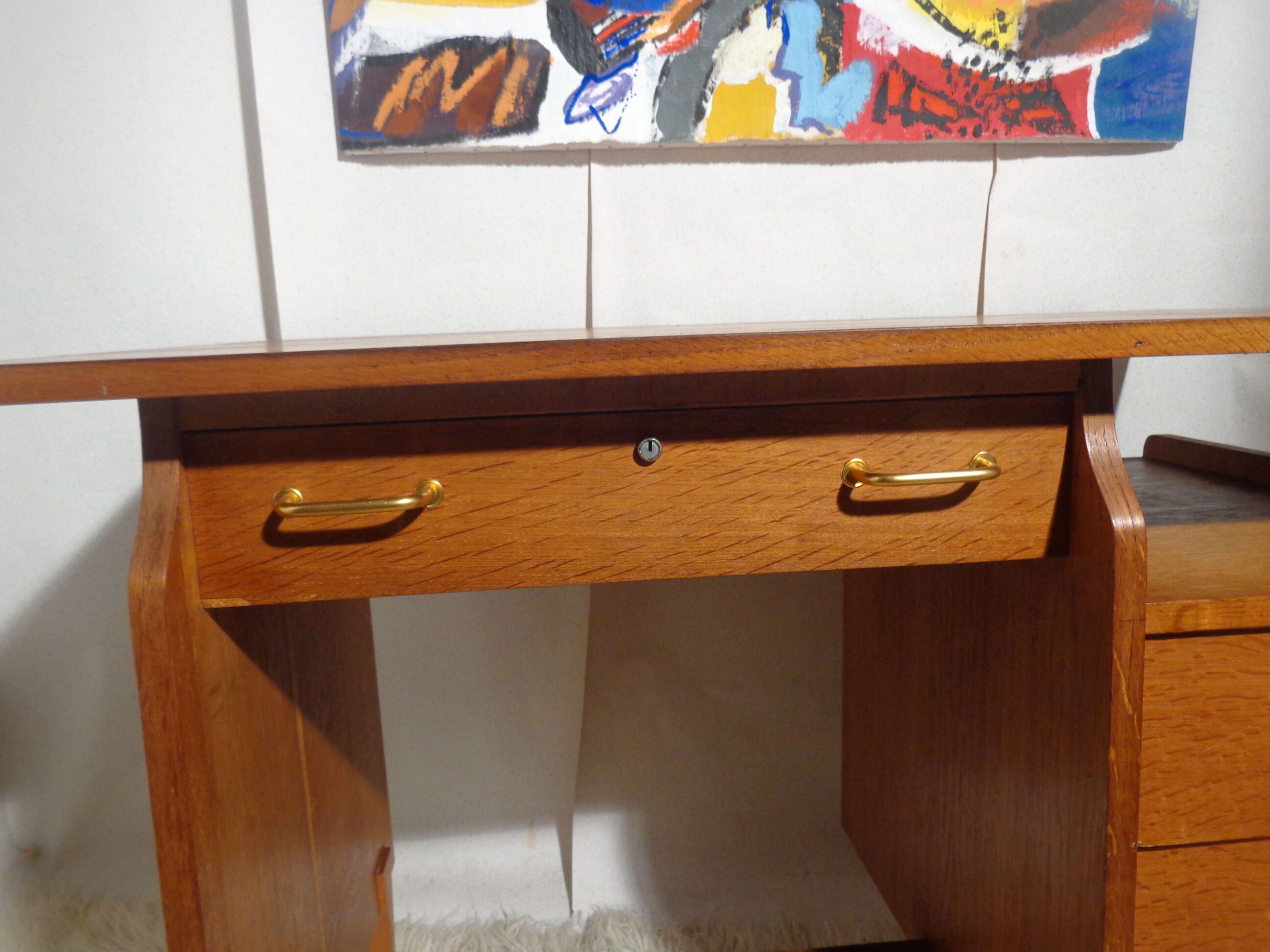 Vintage desk of the 1950s in light wood