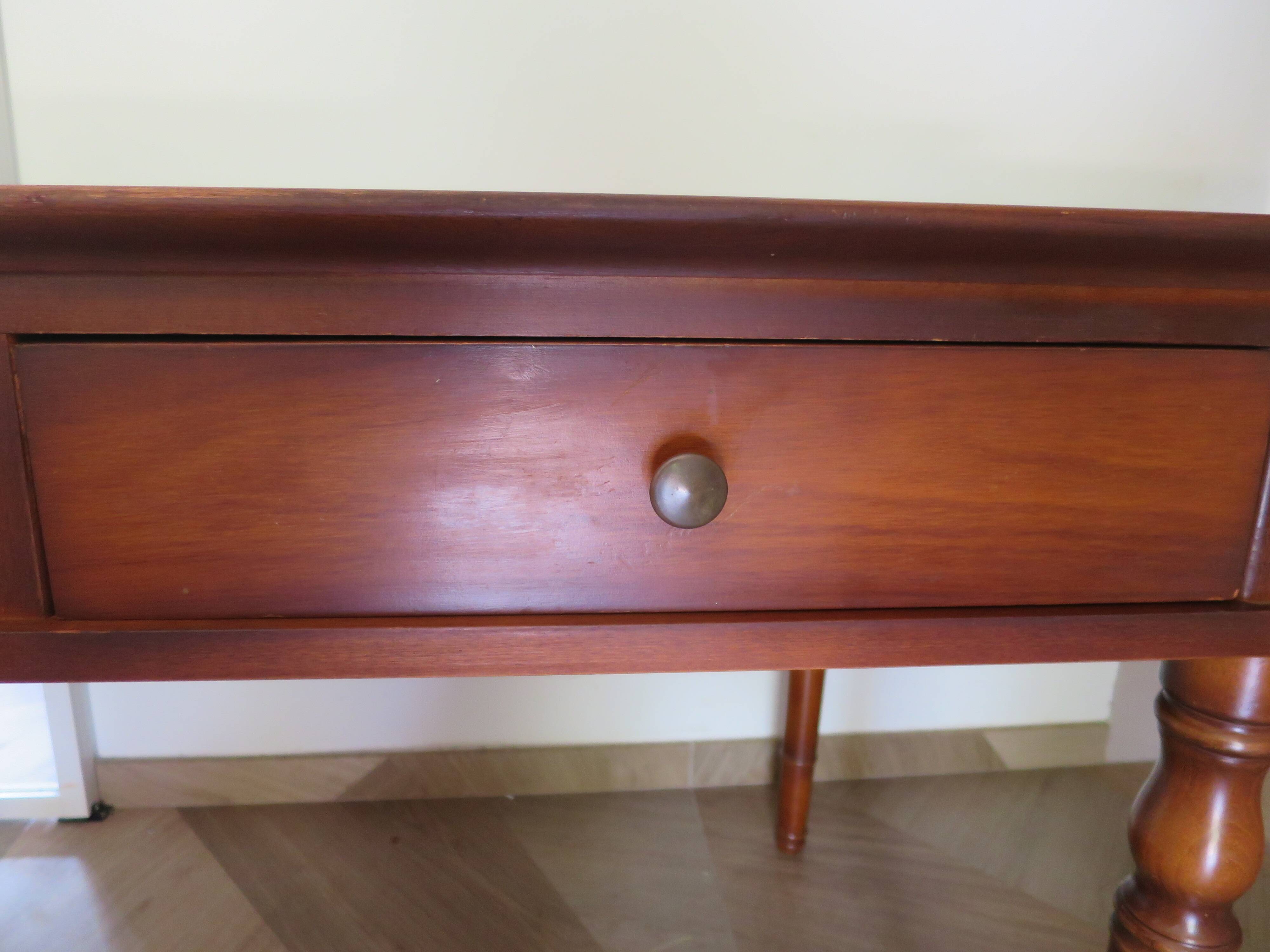 minister's desk - 2 drawers - solid wood - faux leather writing pad - Louis Philippe