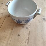 Ceramic tureen from St Uze, France - blue earthenware salad bowl