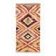Vintage Hand-Knotted Turkish Tulu Rug with Geometric Design in Red, Cream, Yellow and Gray, 100% Wool