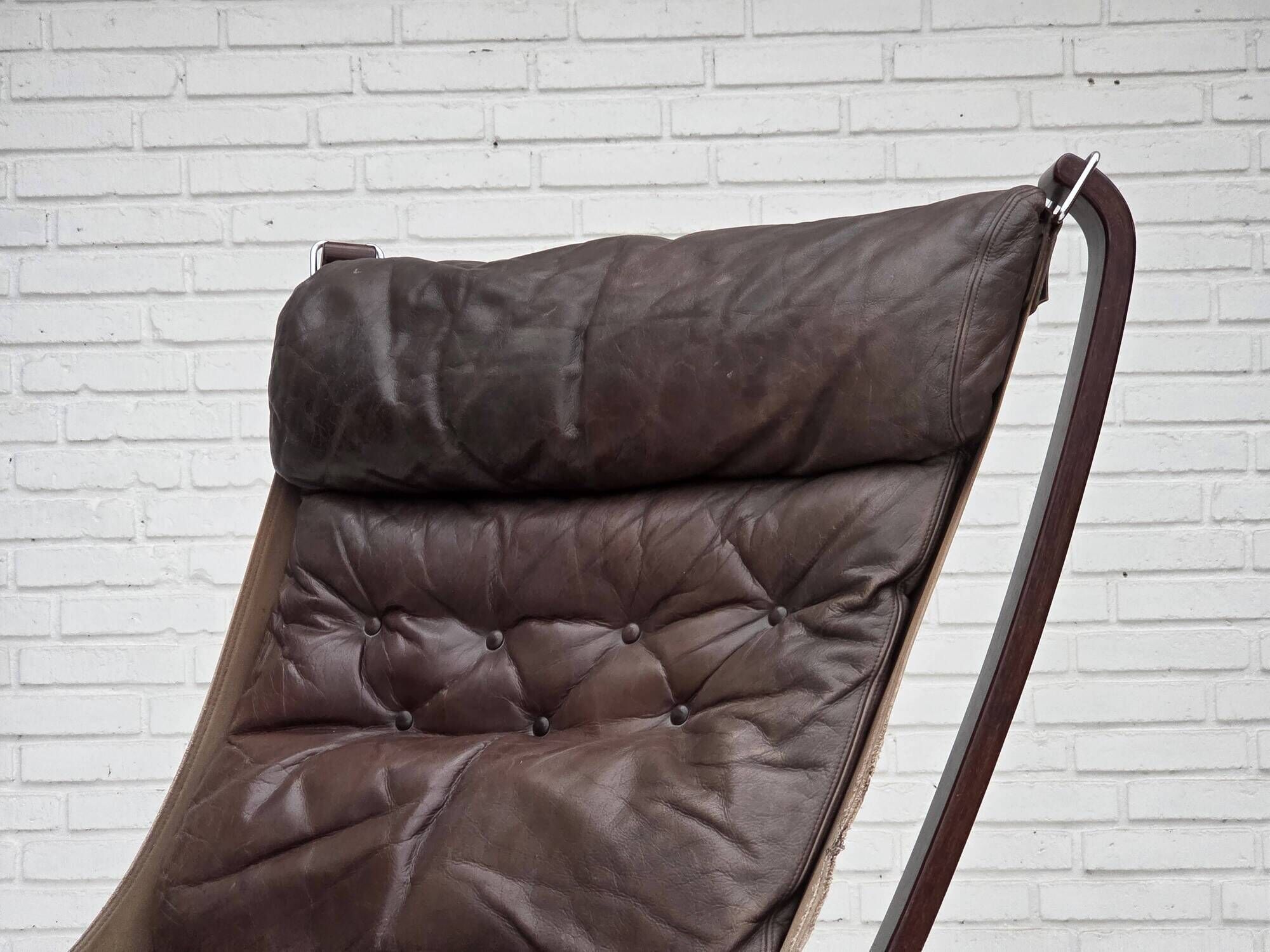 1970s, Norwegian design by Sigurd Ressel, chair "Falcon" with footstool.