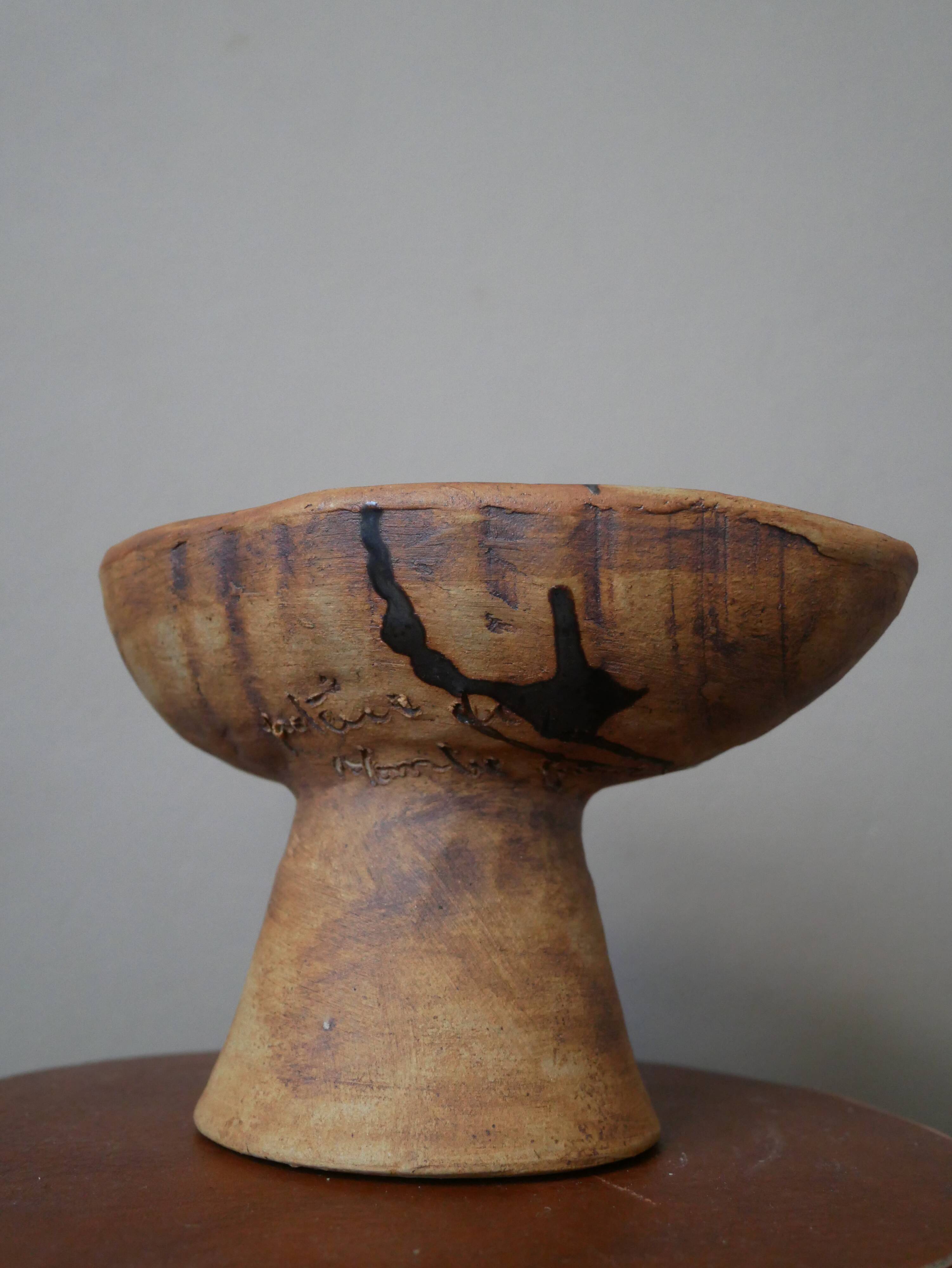 Pottery of the Dove made in France artisanal ceramic raku japandi wabi-sabi empty pocket bowl