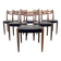 Teak and Black Leatherette Chairs, 1950s, Set of 6