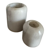 Set of vintage grey marble candle holders
