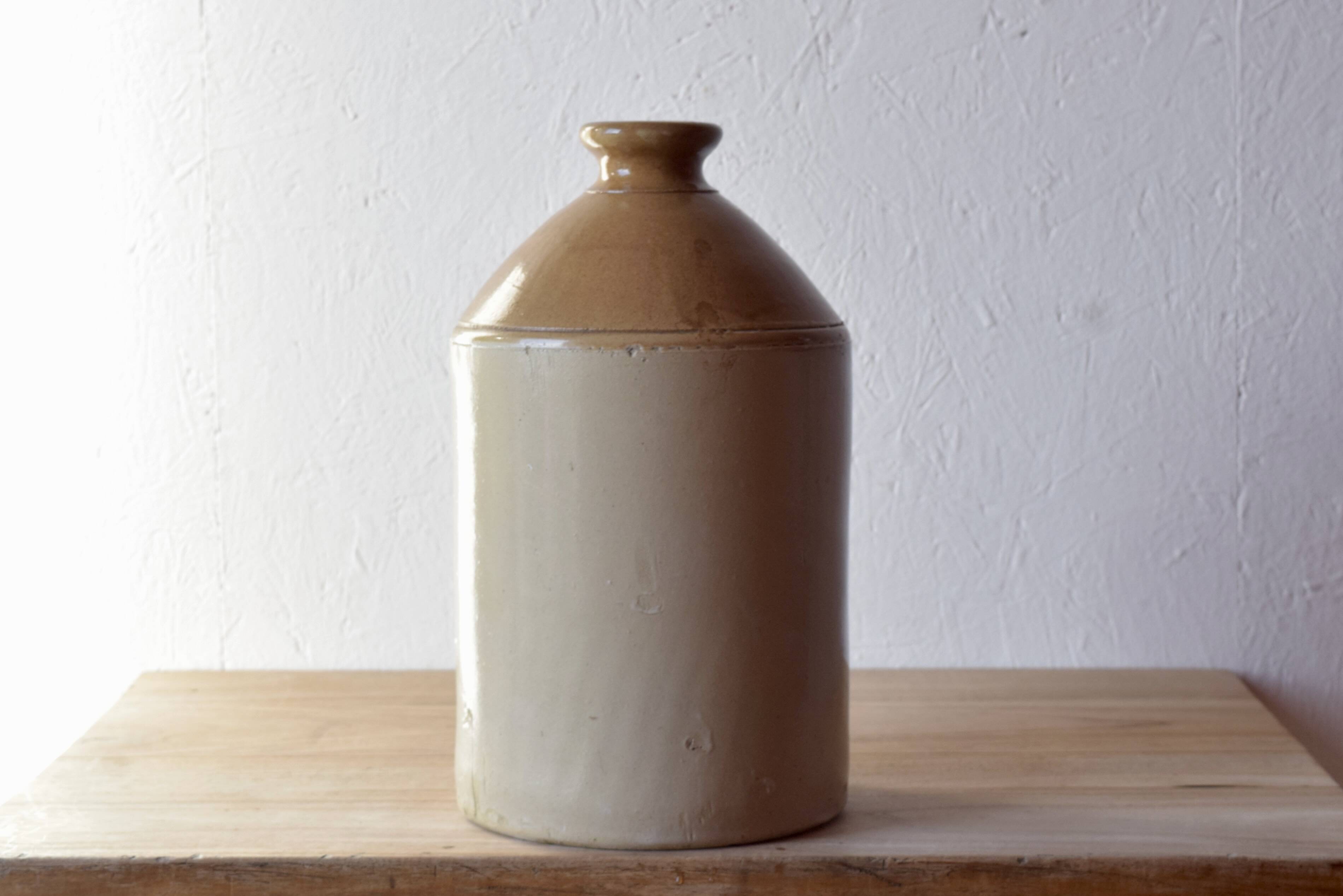 Antique British glazed stoneware rum jar SRD - Normandy - 1940s.
