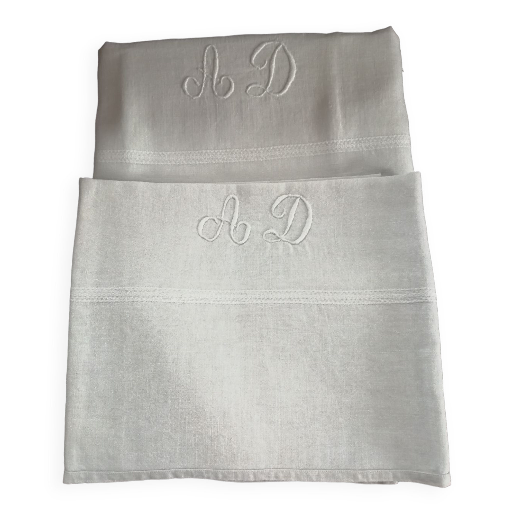 2 linen monogrammed napkins