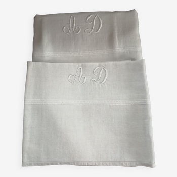 2 serviettes lin monogrammées