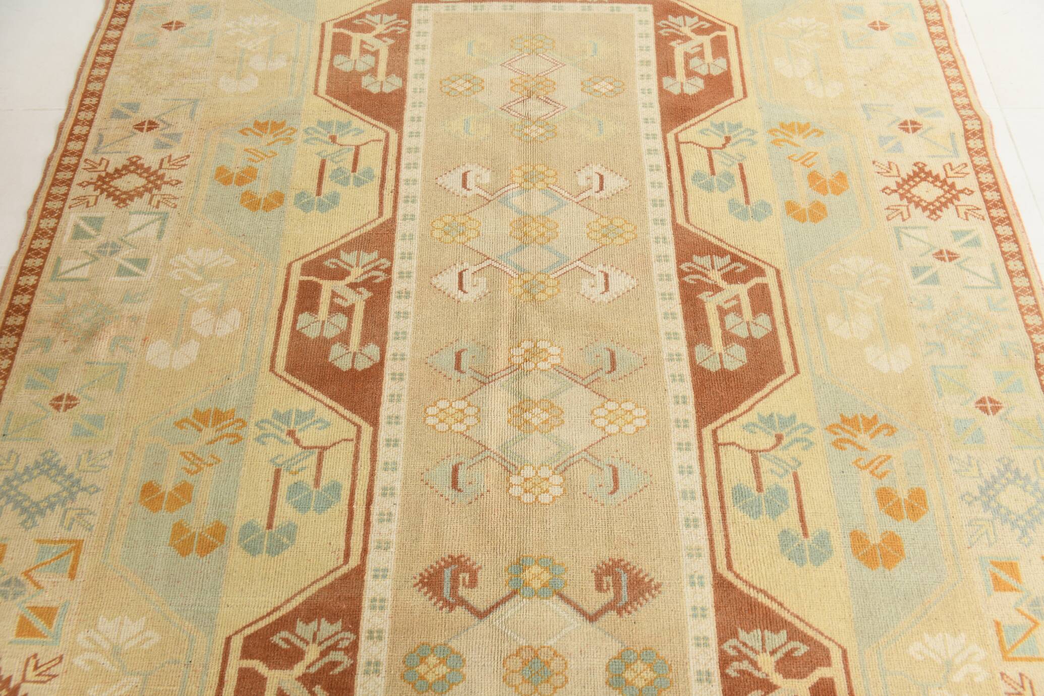6x9 Terracotta & Cream Vintage Persian Rug, 199x290Cm