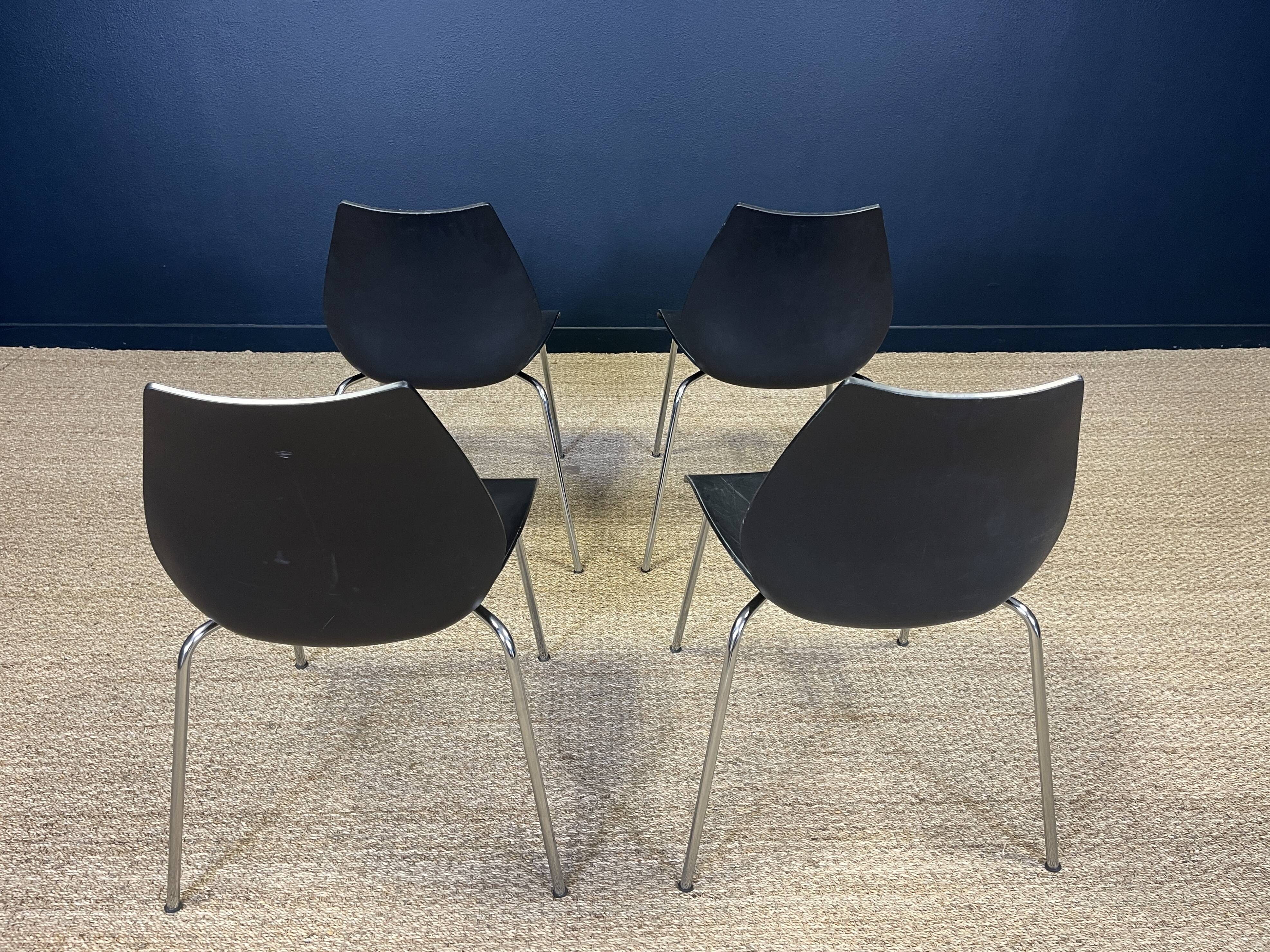Set of 4 black Maui chairs by Magistretti for Kartell 2000s Italy