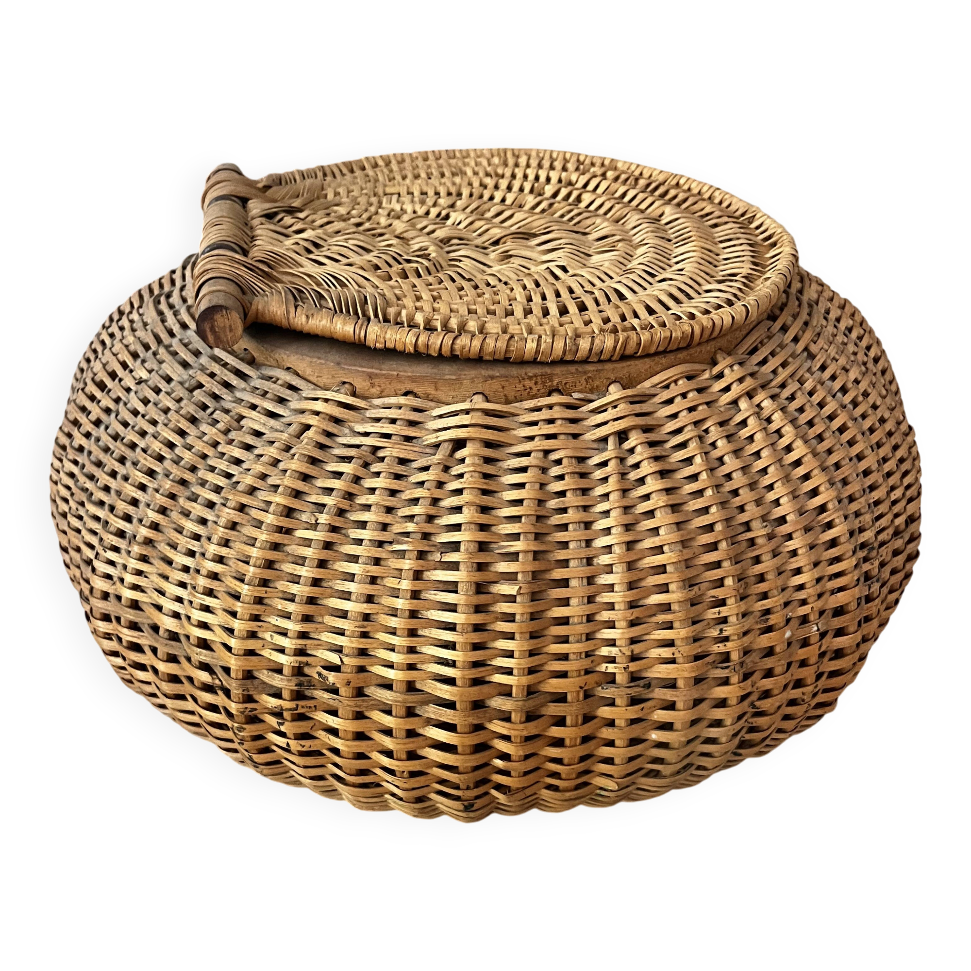 Wood and wicker basket