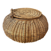 Wood and wicker basket